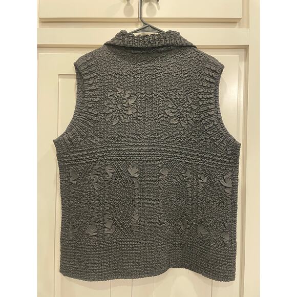Jerry T Black ruched vest with rhinestone detail zipper XL - Picture 2 of 15